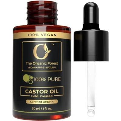 Afbeelding van USDA Castor Oil Organic Cold Pressed Unrefined Glass Bottle Hexane Free Ideal for Hair Care, Skin Eyelashes &amp; Eyebrows Carrier Essential Oils Mixing Face Body