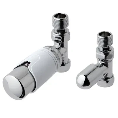Afbeelding van Eastbrook Valve radiator aansluitset recht met thermostaat chroom/wit