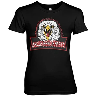 Afbeelding van Cobra Kai Officieel gelicenseerd Eagle Fang Karate Vrouwen T shirt (Zwart), X Large
