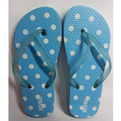 Afbeelding van Teenslippers Rival Maat 31 Aqua Blauw met Witte Stippen Polkadots Meisjes Strandslipper