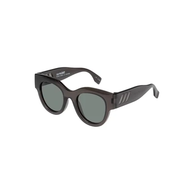 Afbeelding van Le Specs Float Away Gepolariseerde zonnebril voor dames, rond montuur met hoge uv bescherming, verschillende kleuren en glazen, Green Mono gepolariseerd/zwart/schaduw