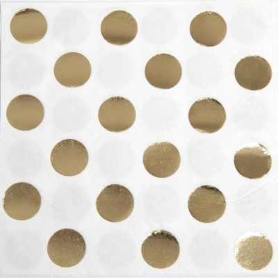 Afbeelding van Haza Original Servetten Dots 33 X Cm Papier Wit/goud 16 Stuks