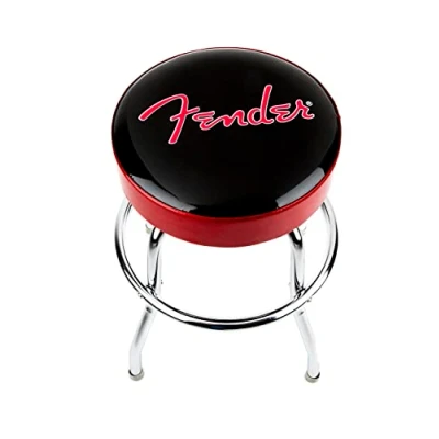 Afbeelding van Fender® Red Sparkle Logo Barkruk, Zwart/Rood Sparkle, 24&quot;