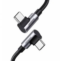 Afbeelding van Ugreen USB C oplaadkabel met hoek 1m 100W PD zwart geweven