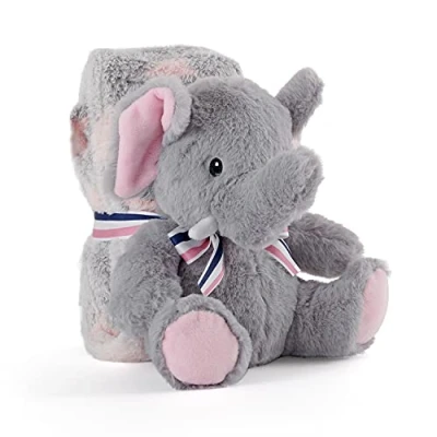 Afbeelding van Knuffeldeken met Knuffeldier Zachte Babydeken voor Peuter Kleuter Soft Olifant Eerste Deken Pasgeboren 0 Maanden Plaid Blanket Sterren Kind 1 2 3 Jaar 120x80 Perletti (Olifant)