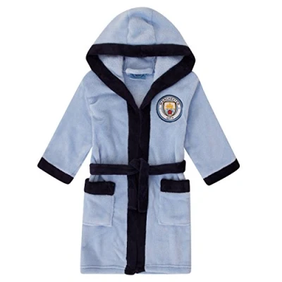Afbeelding van Manchester City FC Fleece badjas met capuchon voor jongens Officieel Clubcadeau Hemelsblauw 11 12 jaar