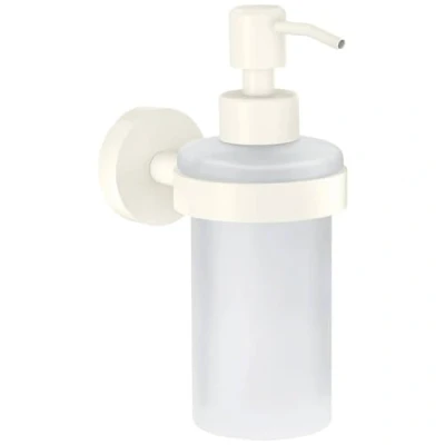 Afbeelding van tesa® MOON WHITE Zeepdispenser, mat wit, satijn glas, 200 ml Handzeepdispenser voor Industriële en Moderne Badkamers Zonder Boren, Zelfklevend 171 mm x 70 119