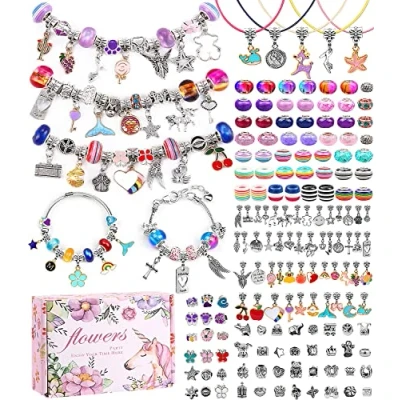 Afbeelding van PERMUST cadeaus voor meisjes, sieraden, knutselen, 4 12 jaar, doe het zelf armbanden, bedelarmbandset, 162 stuks, kinderarmband, knutselset
