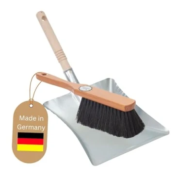 Afbeelding van Novaliv 1 x veegset paardenhaar mix veegschep met rubberen lip veegplaat handveegset handveger en schep