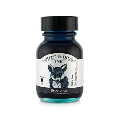 Afbeelding van Octopus Write and Draw Ink 356 Grey Fox, watervaste inkt voor schrijven en tekenen, kalligrafie inkt, lichtechte tekeninkt vulpen, glaspen, penseel, 50 ml