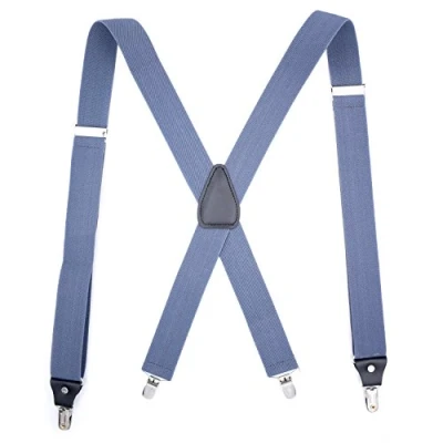 Afbeelding van Heren bretels verstelbaar elastisch Heavy Duty 1,4 Inch Brede X Vorm 4 Sterke Clips Bretels, Blauw, Eén maat