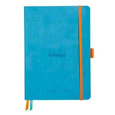 Afbeelding van Rhodia 117701C Rhodiama notitieboek (met zacht deksel in formaat DIN A4+, 220 x 297 mm, 80 vellen, microgeperforeerd, gelinieerd, met elastiek, bladwijzer, elastische binnenvak) geruit turquoise