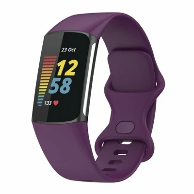 Afbeelding van FitBit Charge 5 &amp; 6 Sportbandje met dubbele lus Donkerpaars Maat: L
