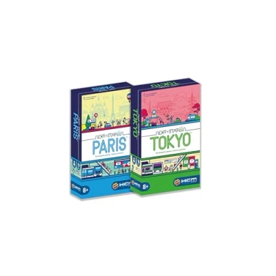 Afbeelding van HCM Kinzel Bundle Next Station Tokyo en Parijs bordspel, set van 2 spelletjes, flip write dekzeil metronetwerken met vaardigheid strategie, voor 1 4 spelers, vanaf 8 jaar