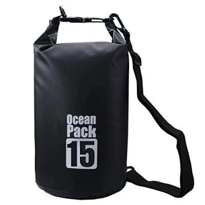 Afbeelding van 2 l/5 l/10 l/15 l/20 l/30 l 500D Heavy Duty PVC waterdichte tas Dry Bag voor kajak, boot, kano, vissen, camping, zwembad, rafting, snowboard (zwart, 15 l)