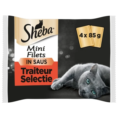 Afbeelding van Sheba Multi Pack Mini Filets Traiteur Pouch Kattenvoer Vlees 4x85 g