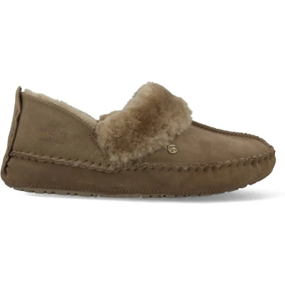 Afbeelding van Warmbat Australia Barrine BAR341032 Pantoffels, Dames, Maat: 36, Green Veloursleer