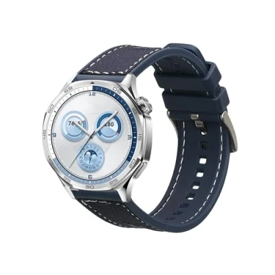 Afbeelding van kwmobile smartwatch bandje geschikt voor Huawei Watch GT5 46mm / Pro polsband Armband fitnesstracker Siliconen en nylon horlogeband in donkerblauw