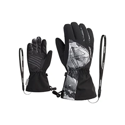Afbeelding van Ziener Kinderen Laval skihandschoenen/wintersport waterdicht, extra warm, wol, Black.Grey Mountain Print, 3,5