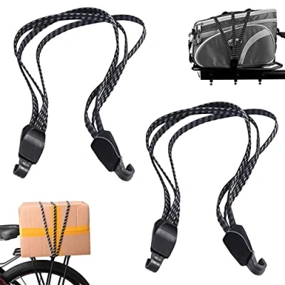 Afbeelding van 2 Stuks Platte Snelbinder Met Haken,Fiets Elastisch Touw Verstelbare,Rubberen Fietsspanbanden 68 CM,Voor Het Vervoeren Verpakken En Vastzetten Van Ladingen Zwart