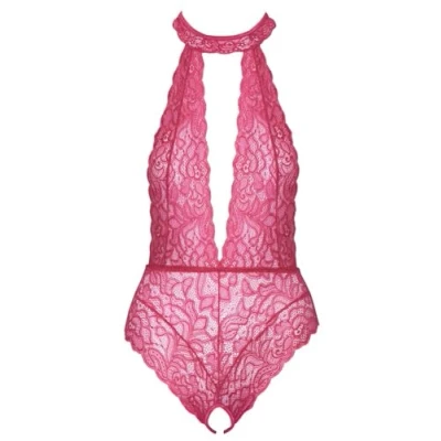 Afbeelding van Cottelli Lingerie Fleurige Open Kruis Body Roze