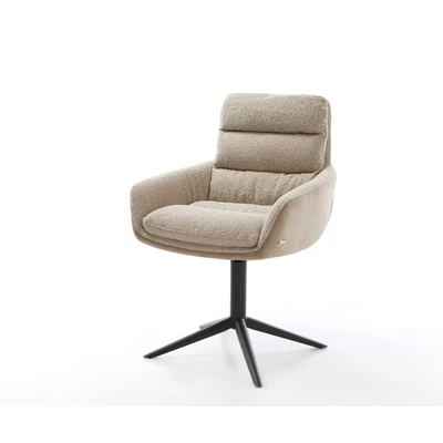 Afbeelding van DELIFE Draaistoel Abelia Flex met armleuning materiaalmix mud kruispoot zwart 360 draaibaar rocker functie
