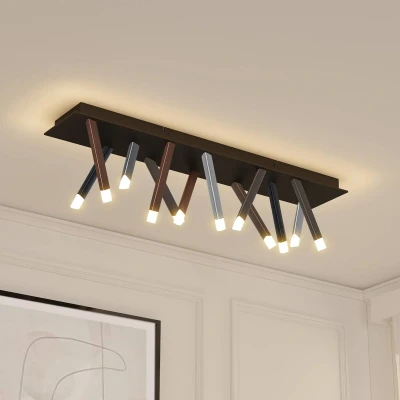 Afbeelding van Lucande LED plafondlamp met dimmer 12 lichts aluminium, ijzer, acryl H: 25.1 cm , alu, koffiebruin Inclusief lichtbronnen