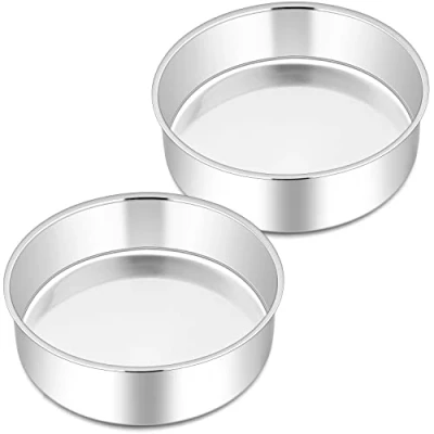 Afbeelding van Bakvorm set van 2, roestvrijstalen cakevorm, ronde gezond en niet giftig, gemakkelijk schoon te maken vaatwasmachinebestendig, 16 cm