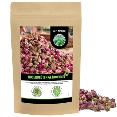 Afbeelding van rozenblaadjes gedroogd (50g), rozenknoppen gedroogd, thee van gecontroleerde teelt, rozenknop