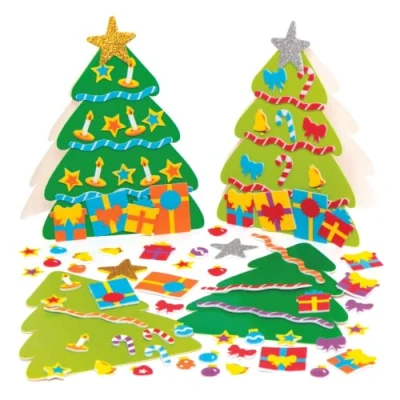 Afbeelding van Baker Ross AX594 Kerstboom Mix &amp; Match Kaartensets Pakket Van 6, Personaliseer Je Eigen Feestelijke Kaarten, Knutselen Voor Kinderen