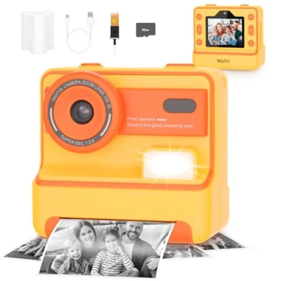 Afbeelding van instant kindercamera, camera voor kinderen, digitale camera, 1080p, 2,4 inch scherm, direct printen met printpapier en 32G TF kaart, cadeau