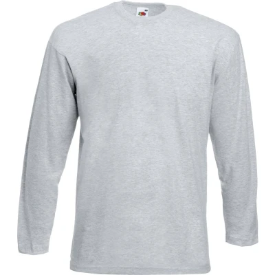 Afbeelding van Fruit Of The Loom Heren Valuegewicht T shirt met ronde hals en lange mouwen (Heather Grijs)