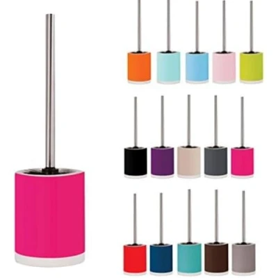 Afbeelding van MSV Shine Toilet/wc borstel houder keramiek/metaal fuchsia roze 38 cm Toiletborstels