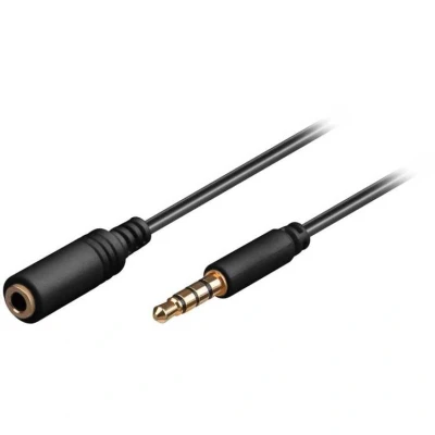 Afbeelding van 3.5 mm jack verlengkabel Goobay 3 meter (4 polig, Stereo, Verguld, 100% koper, Zwart)