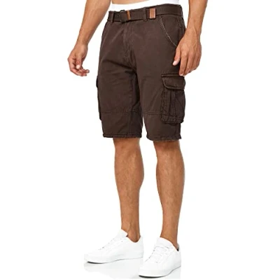 Afbeelding van Indicode Heren Monroe Cargo Shorts korte broek met riem Dk Brown 3XL