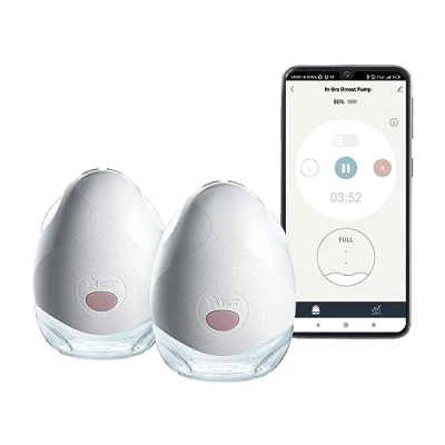 Afbeelding van Tommee Tippee Dubbele elektrische draagbare borstkolf handsfree borstvoedingspomp in de beha draagbaar, 1 massage en 8 express modi batterijduur van 4 uurouble