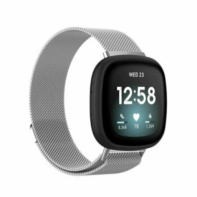 Afbeelding van Fitbit Versa 3/4 &amp; Sense 1/2 milanese bandje Small Zilver