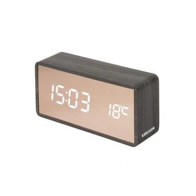 Afbeelding van Karlsson Wekker Copper Mirror LED Vierkant Zwart 15x7cm