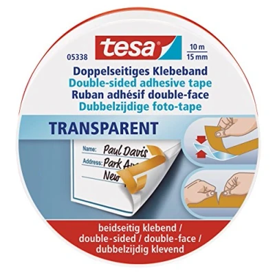 Afbeelding van Dubbelzijdige plakband Tesa 15mmx10m in bewaarblik