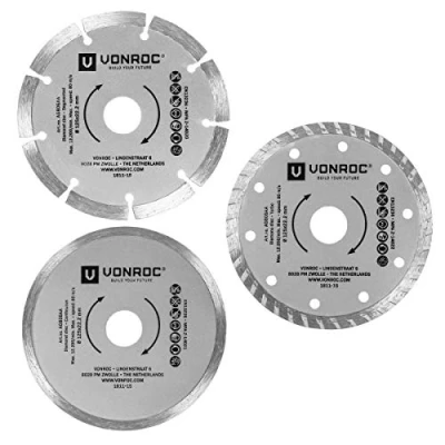 Afbeelding van VONROC Diamantschijven set Ø125MM universeel 3 stuks Segment, Turbo &amp; Volrand