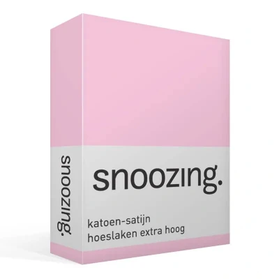 Afbeelding van Snoozing Katoen satijn Hoeslaken Extra Hoog Tweepersoons 140x220 cm Roze