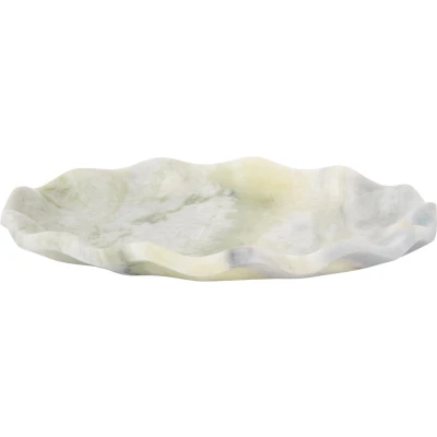 Afbeelding van Present Time Dienblad Waved Oval Himalaya Groen 21x14x3cm Scandinavisch