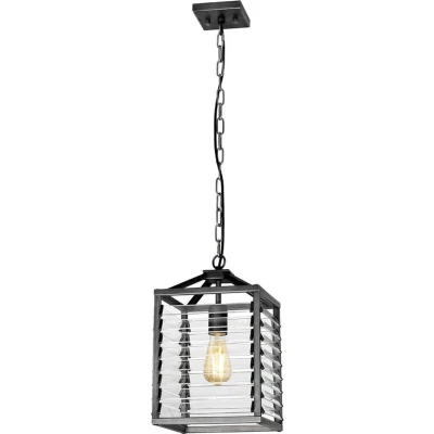 Afbeelding van Elstead Lighting LED Pendelarmatuur Louvre 1X E27 Max 60W Dimbaar Painted Gunmetal