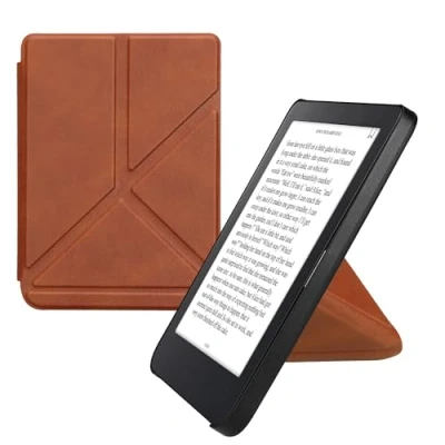Afbeelding van kwmobile e reader hoesje compatibel Met Kobo Clara 2E hoes standaard Ereader cover van kunstleer In bruin