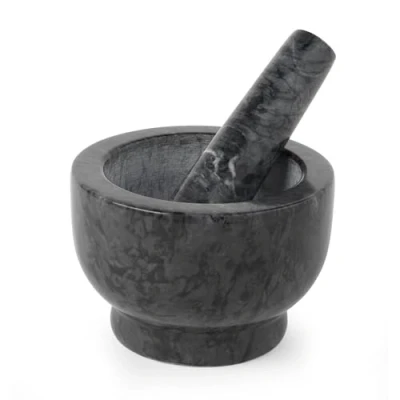 Afbeelding van Salter BW11852EU7 Marble Pestle and Mortar Hand Grind Herbs Spices For Pesto, Garlic Masher, Marinades, Dressings, Spice Grinder Herb Crusher Kitchen Tool, Solid Heavy Weight, Black