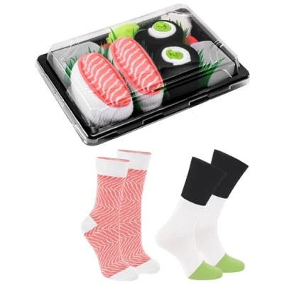 Afbeelding van Rainbow Socks Man Vrouw Sushi Box Zalm Komkommer Maki 2 Paar Maat EU 36 40