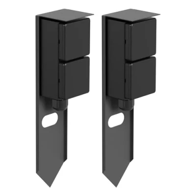 Afbeelding van ledscom.de 2 stuks tuincontactdooszuil PIWI met grondpin voor buiten, IP44, voudig, roestvrij staal, kunststof, antraciet, hoekig, 30 cm