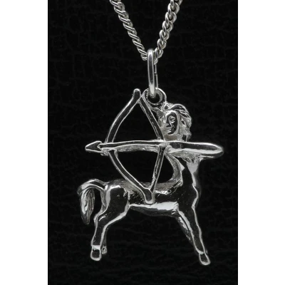 Afbeelding van Zilveren Sterrenbeeld Boogschutter ketting hanger groot