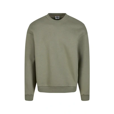 Afbeelding van Urban Classics Fluffy Crewneck Herensweater met ronde hals, oversized fit, maten S 5XL, Paleolive, 4XL