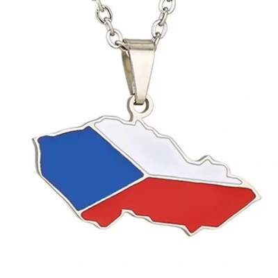 Afbeelding van Ketting Tjechie Kaart Zilverkleurig Vlag